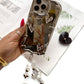 Chrome case with Lanyard Beads Protective Case for iPhone