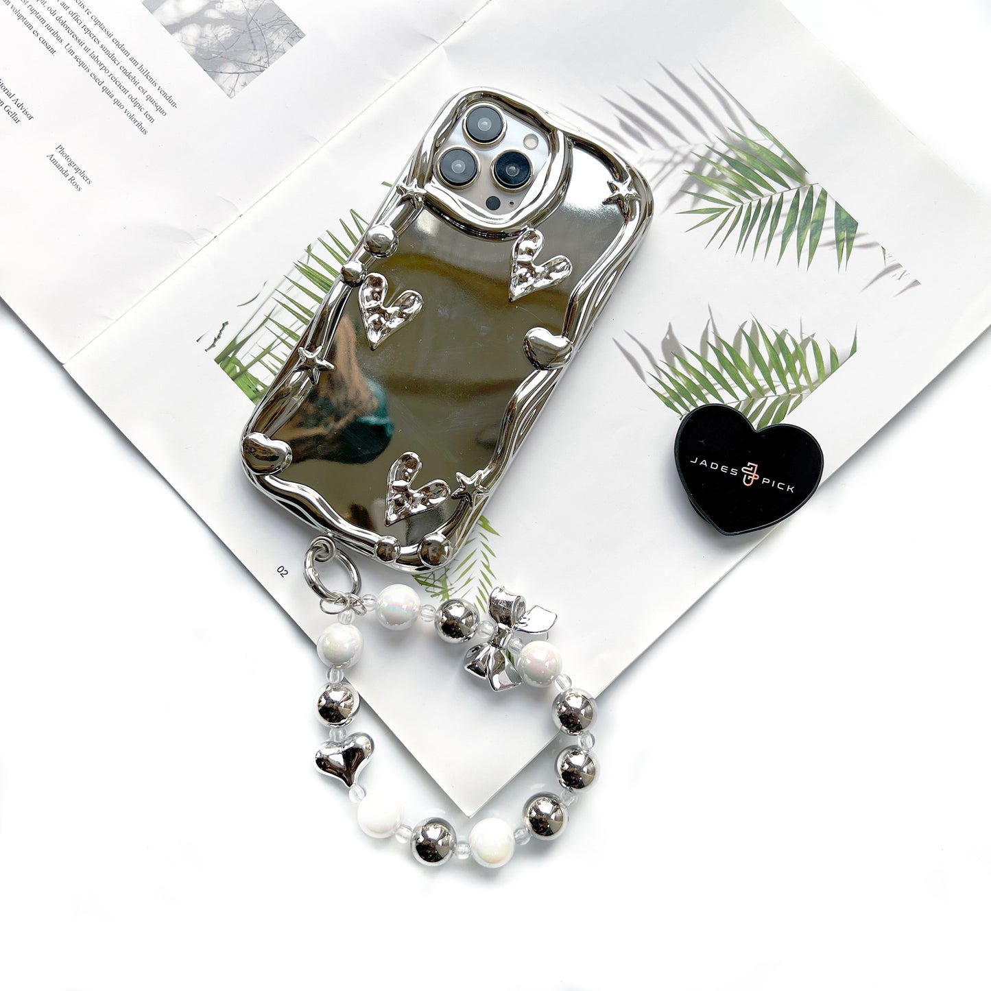 Chrome case with Lanyard Beads Protective Case for iPhone