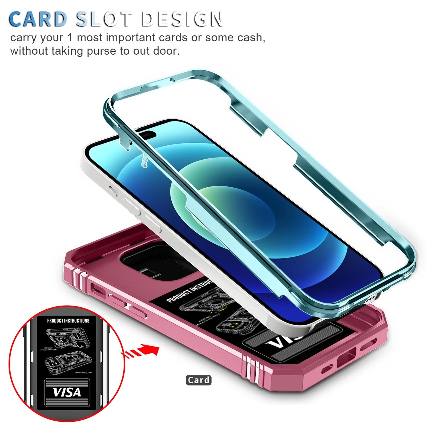 Hybrid 3in1 Armor Protective Case for iPhone & Samsung