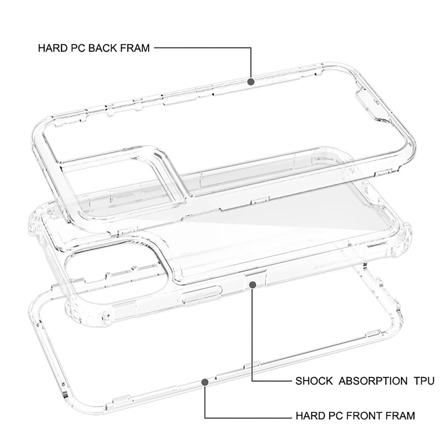 Transparent Hybrid 2in1 Case iPhone and Samsung