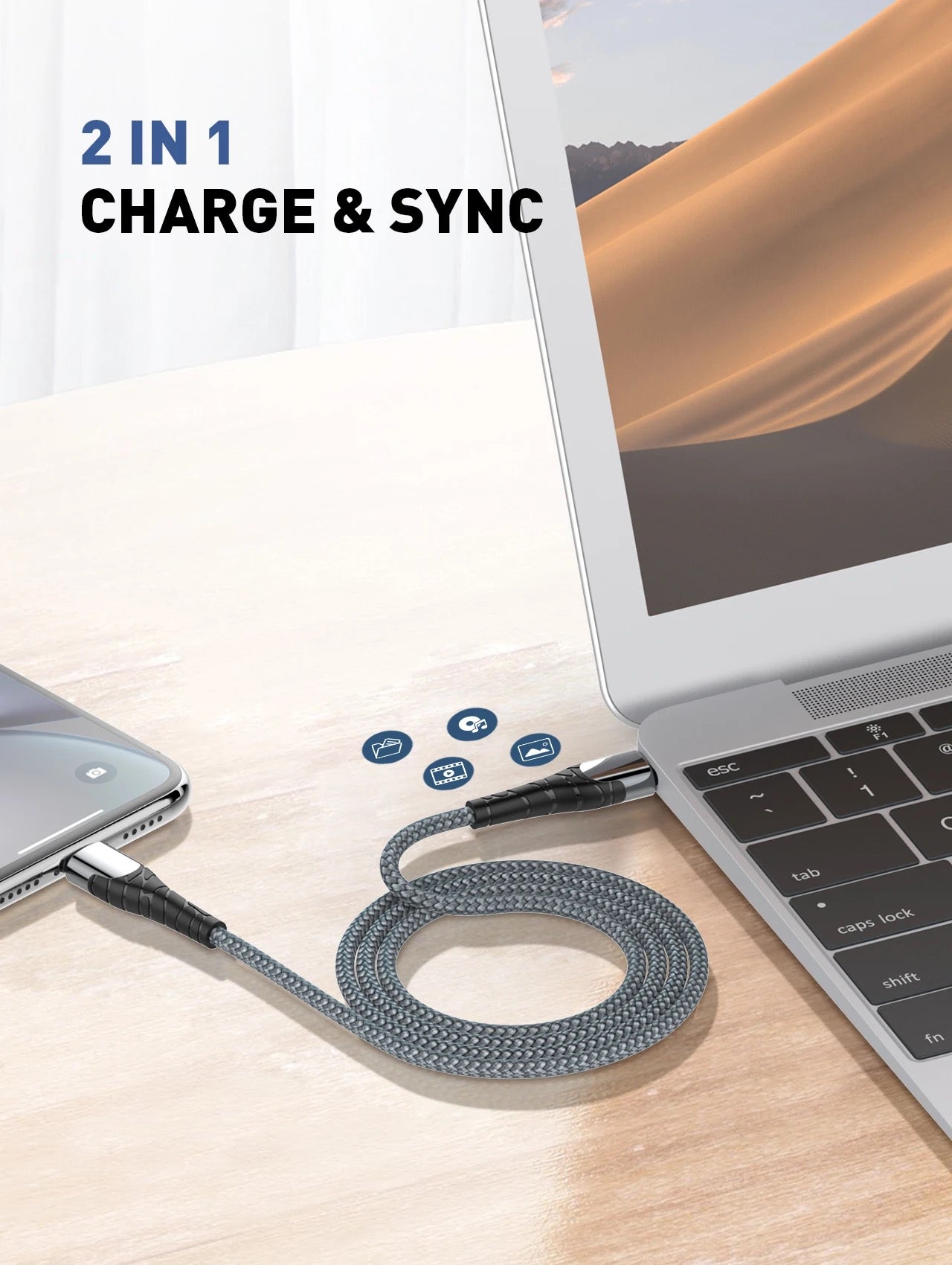 Aluminum Alloy 30W USB-C Charging Data Cable (1m)