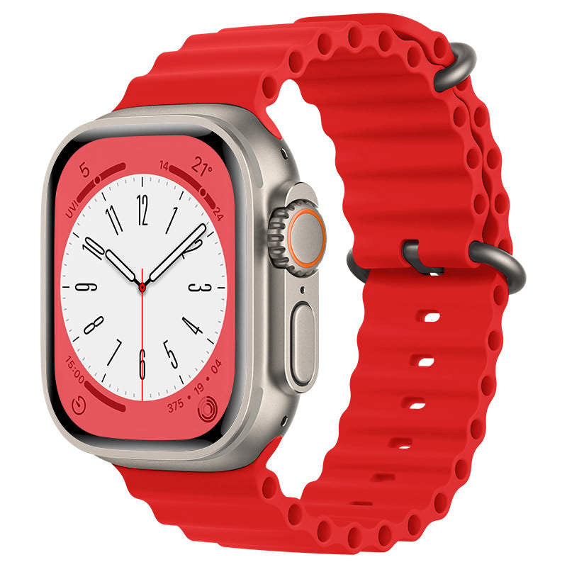 Red Ocean Wave Apple Watch Silicone STRAP