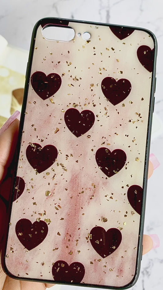 Brown Hearts Marble Case for iPhone Clearance Sale