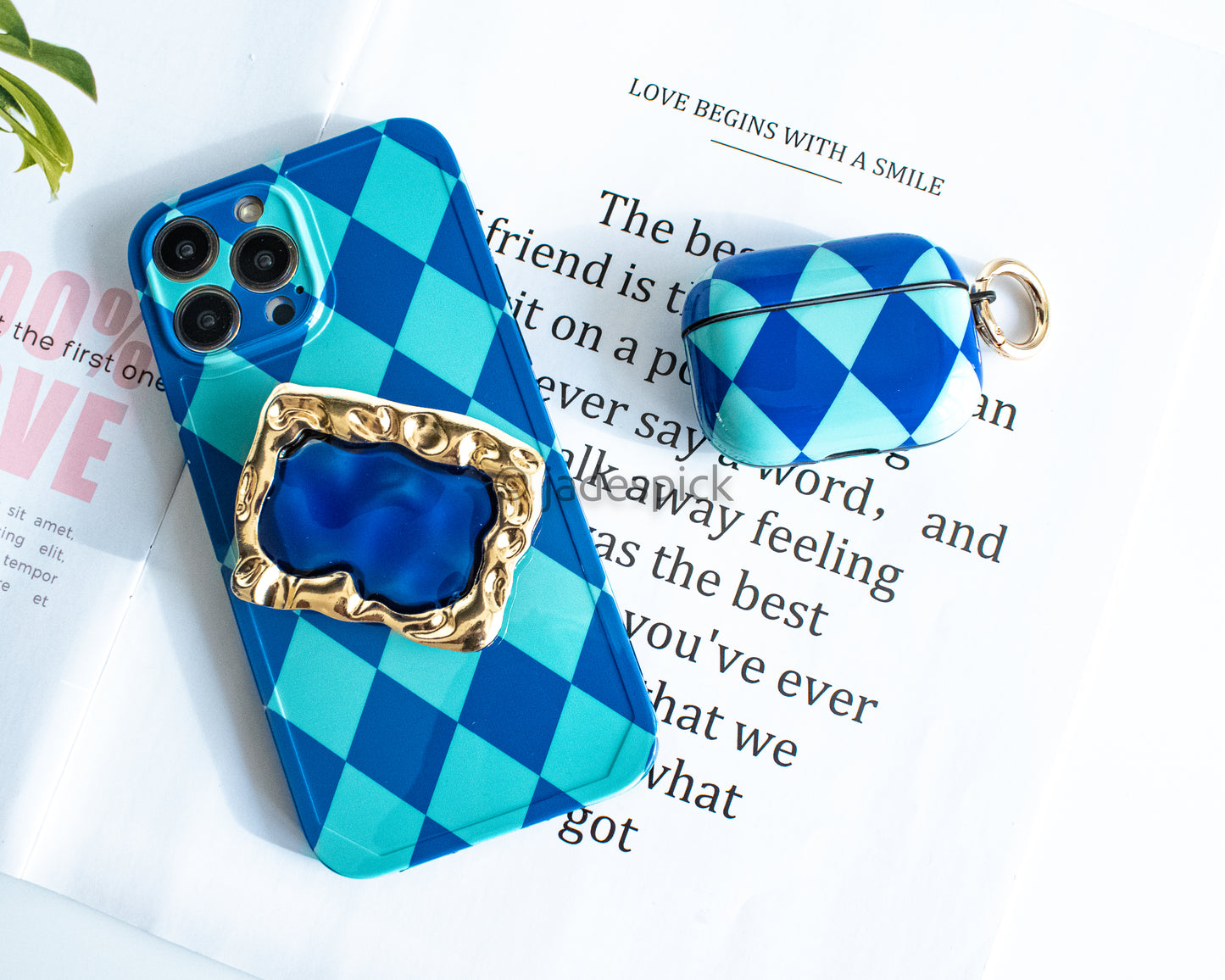 Matching Protective blue iPhone and Airpod set