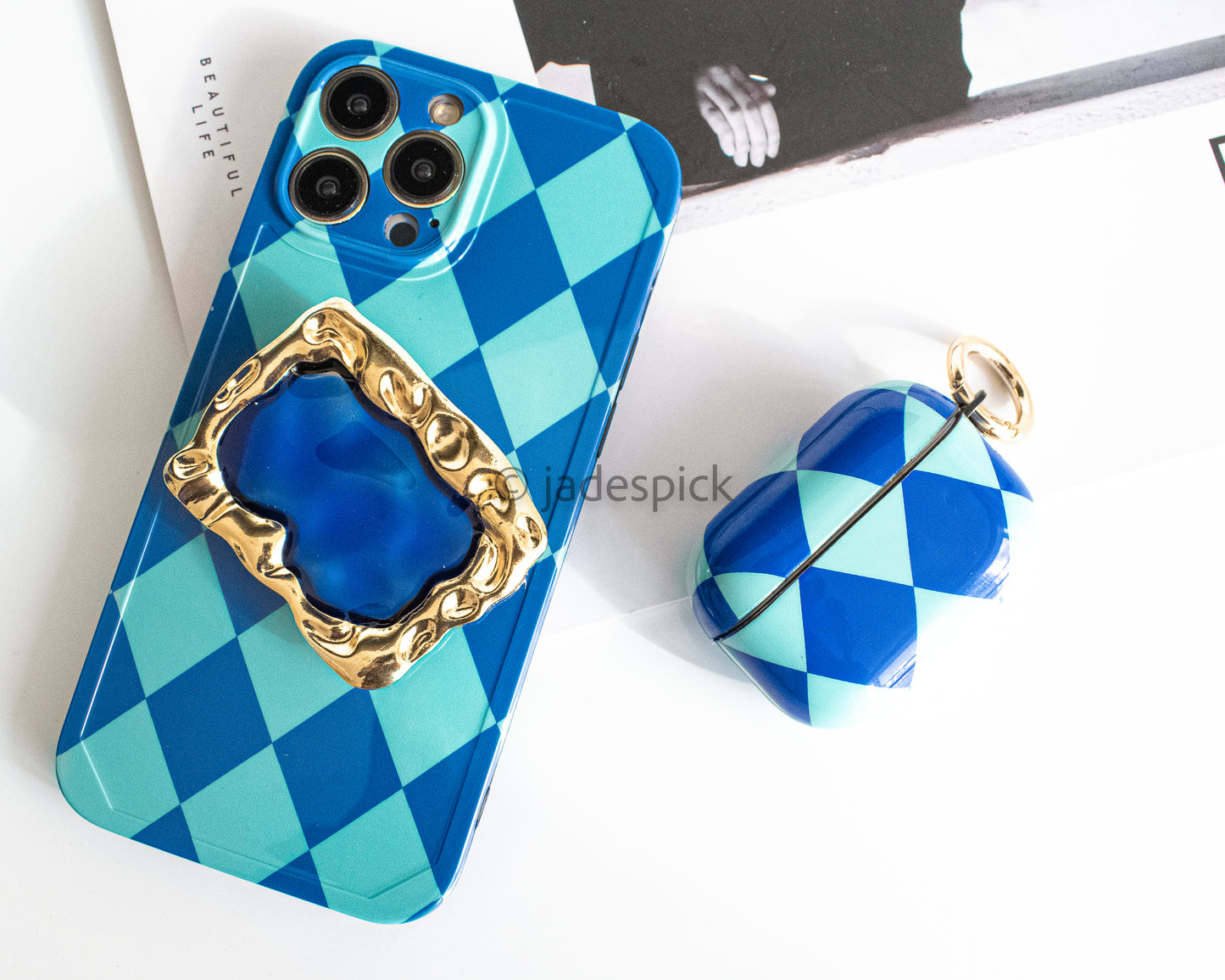 Matching Protective blue iPhone and Airpod set