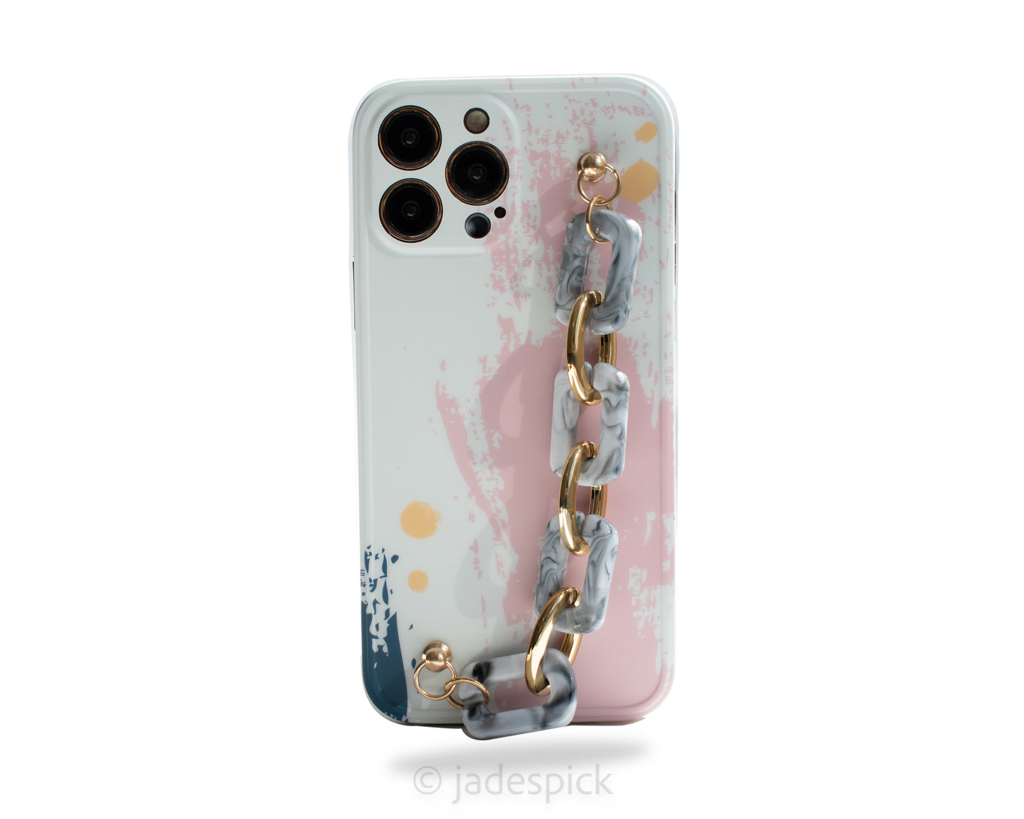 Pink Marble Protective Case with Chain for iPhone